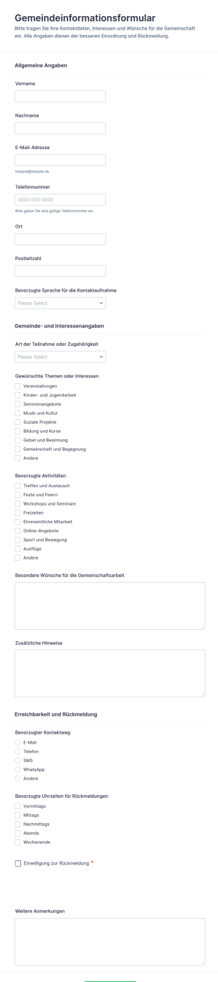 Gemeinde Informationsformular