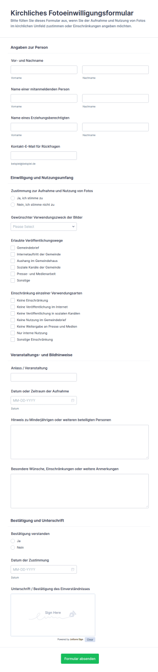 Gemeindefoto Freigabe Formular
