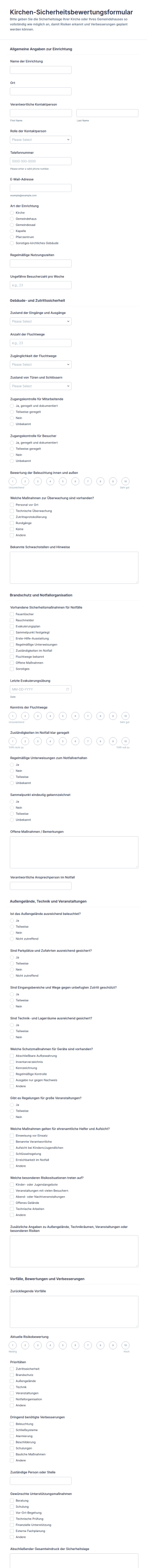 Gemeindesicherheitsbewertung Formular