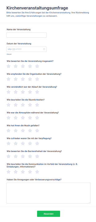 Gemeindeveranstaltungsbewertung Umfrage