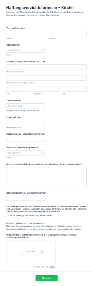 Gemeindeverantwortungsausschluss Formular
