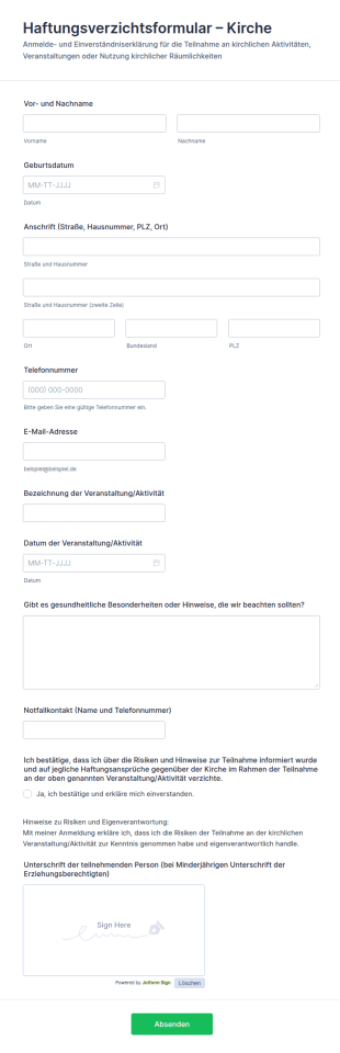 Gemeindeverantwortungsausschluss Formular