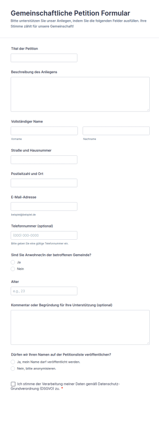 Gemeinschaftliche Petition Formular