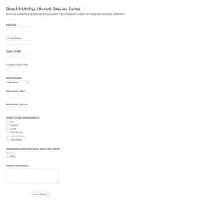 Genç İHH Arifiye ( Hanım) Başvuru Form Template