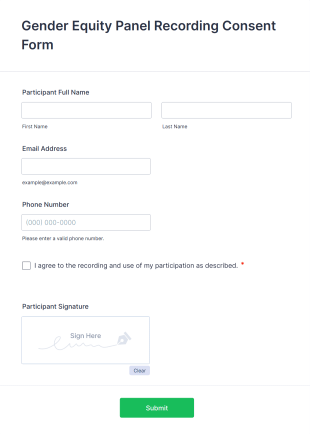 Gender Equity Panel Recording Consent Form Template