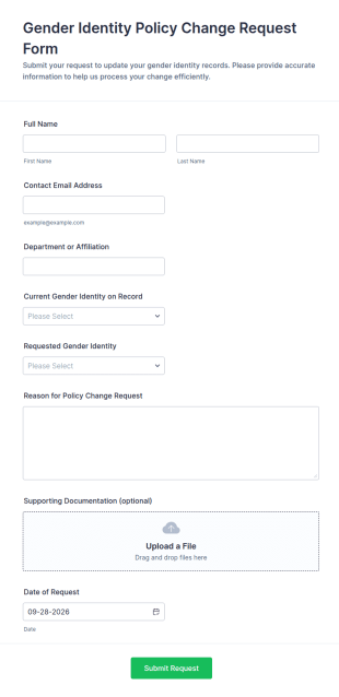 Gender Identity Policy Change Request Form Template