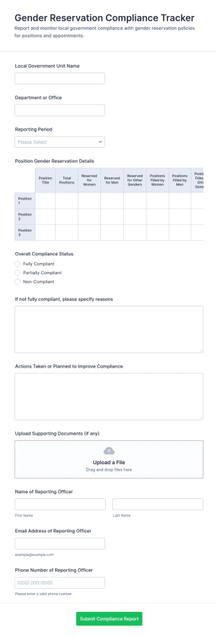 Gender Reservation Compliance Tracker Form Template