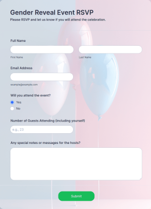 Gender Reveal Event RSVP Form Template