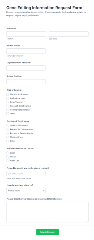 Gene Editing Information Request Form Template