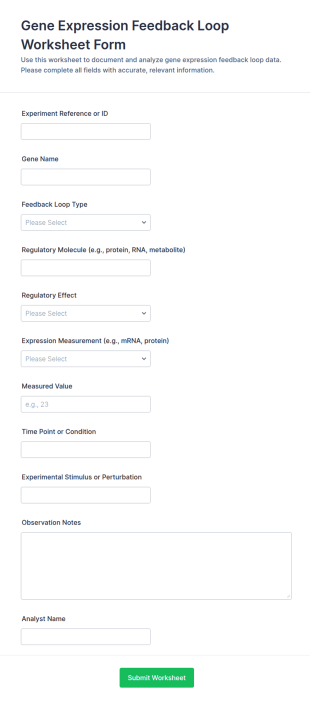 Gene Expression Feedback Loop Worksheet Form Template