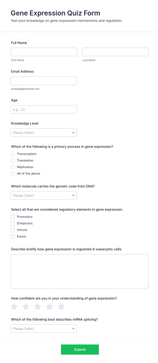 Gene Expression Quiz Form Template