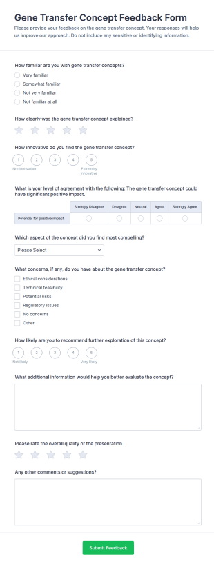 Gene Transfer Concept Feedback Form Template