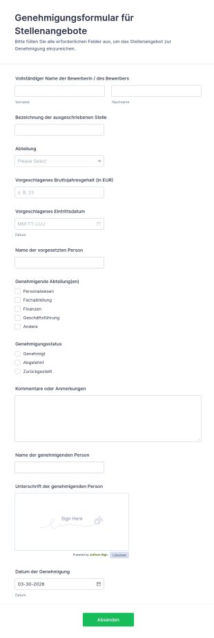 Genehmigungsformular Für Stellenangebote