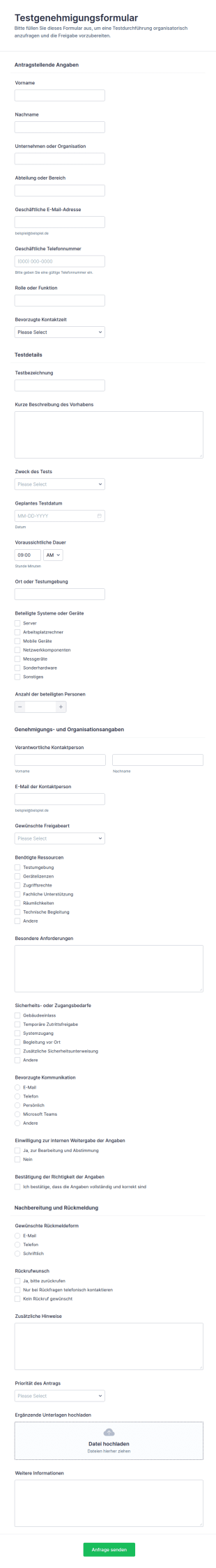 Genehmigungsformular Für Tests