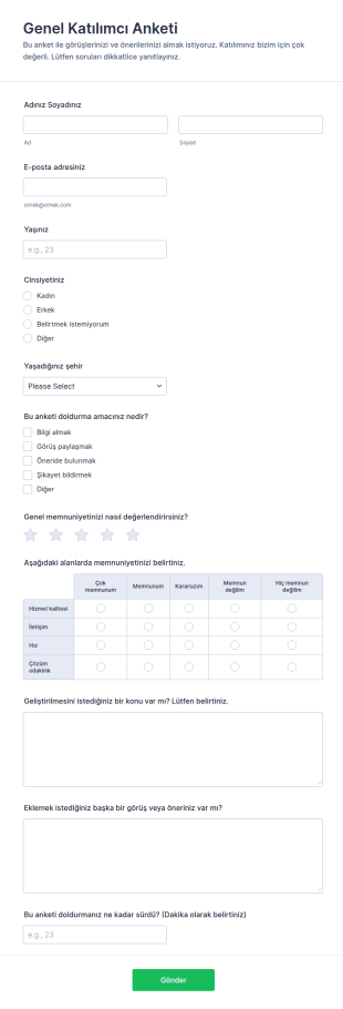Genel Anket Form Şablonu