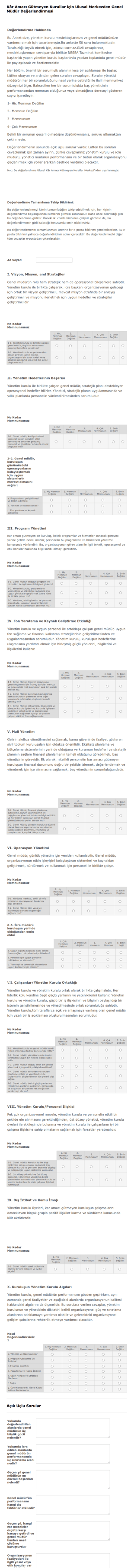 Genel Mudur Degerlendirme Form Şablonu