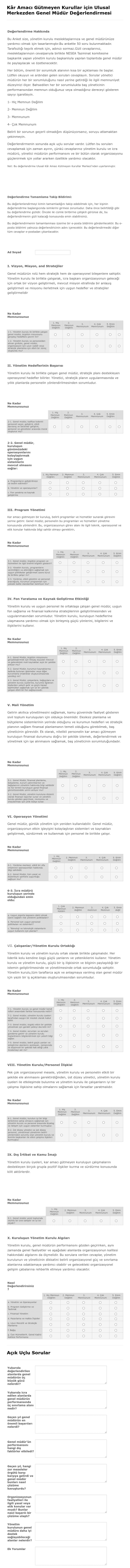 Genel Mudur Degerlendirme Form Şablonu