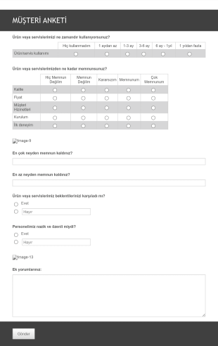 Genel Müşteri Memnuniyeti Form Template