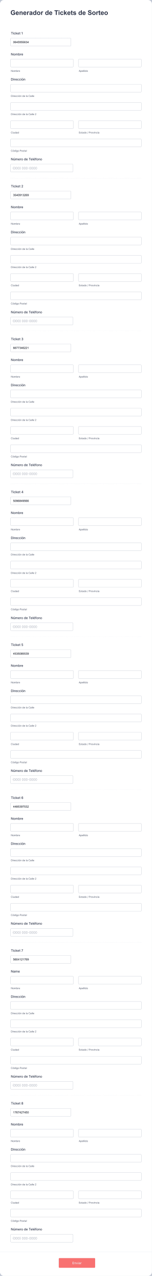Generador De Tickets De Sorteo Form Template