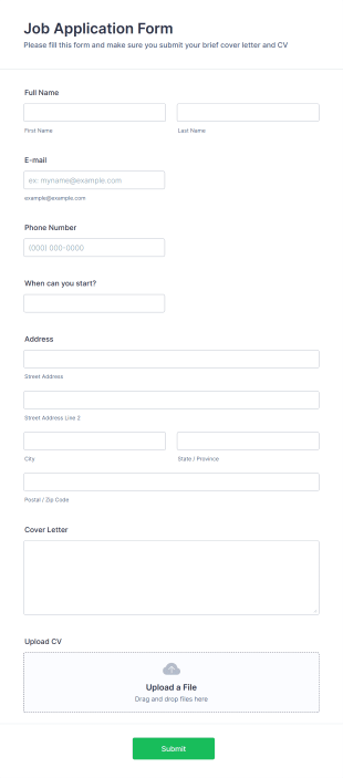 General Application Form Template