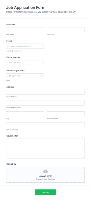 General Application Form Template