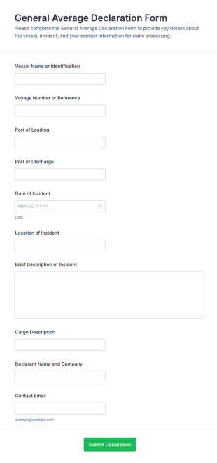 General Average Declaration Form Template