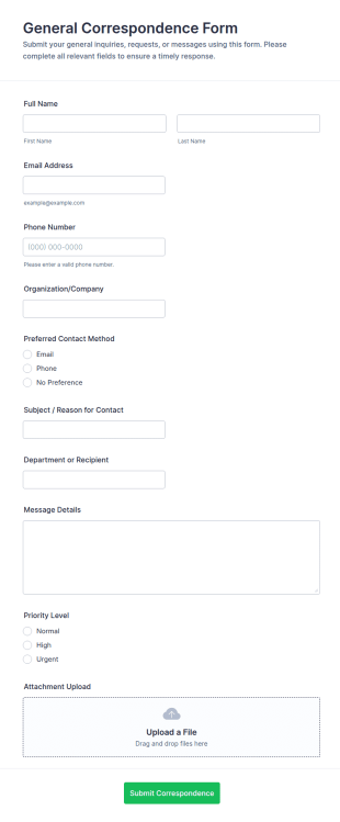 General Correspondence Form Template