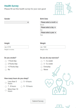 General Health Survey Form Template