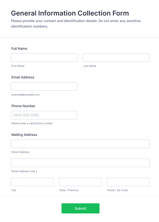 General Information Collection Form Template