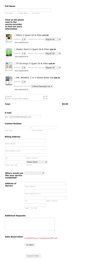 General Maintenance Services Order Form Template