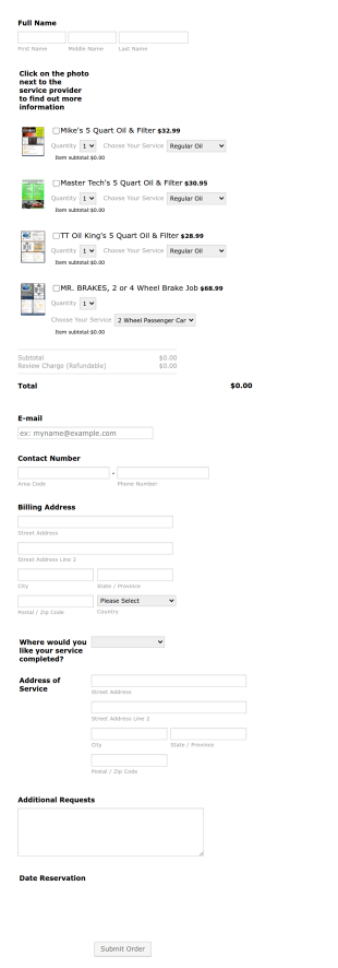 General Maintenance Services Order Form Template
