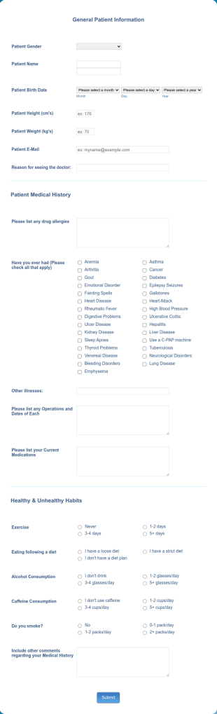 General Patient Information Form Template