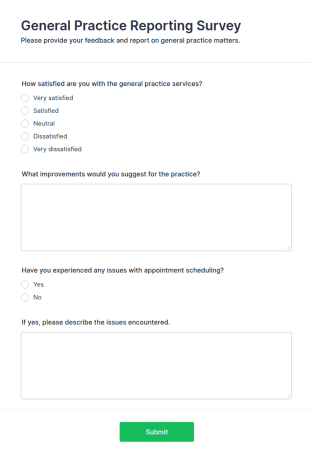 General Practice Reporting Survey Form Template