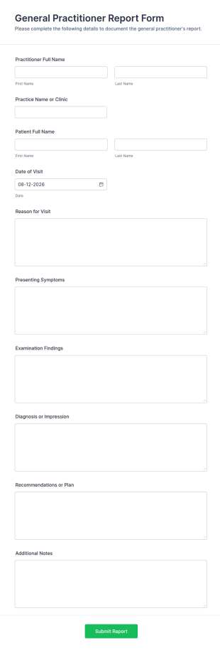 General Practitioner Report Form Template