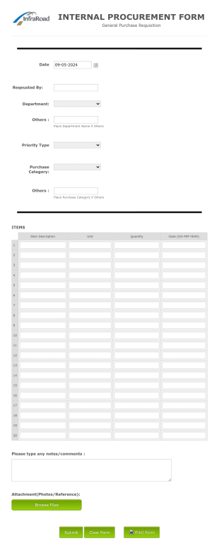 General Purchase Requisition Form Template