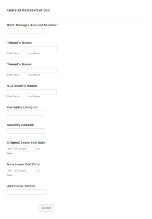 General ReleaseLet Out Form Template