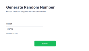 Generate Random Number Form Template