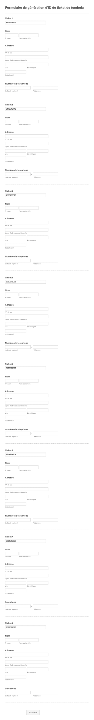 Générateur Gratuit De Numéros De Billets De Tombola