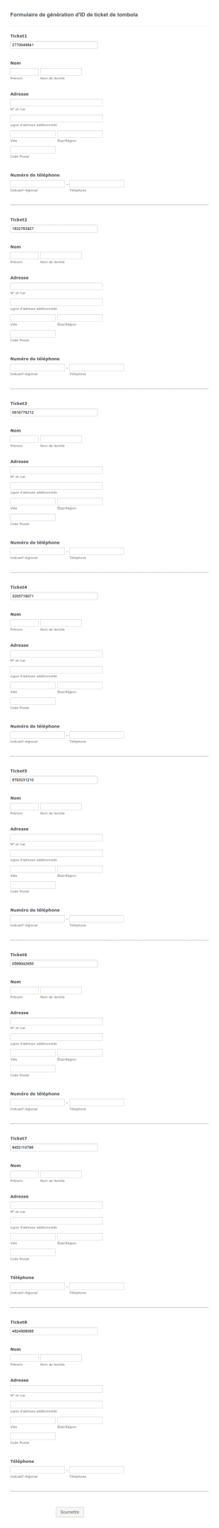 Générateur Gratuit De Numéros De Billets De Tombola