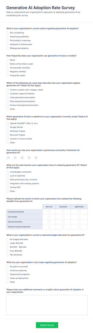 Generative AI Adoption Rate Survey Form Template