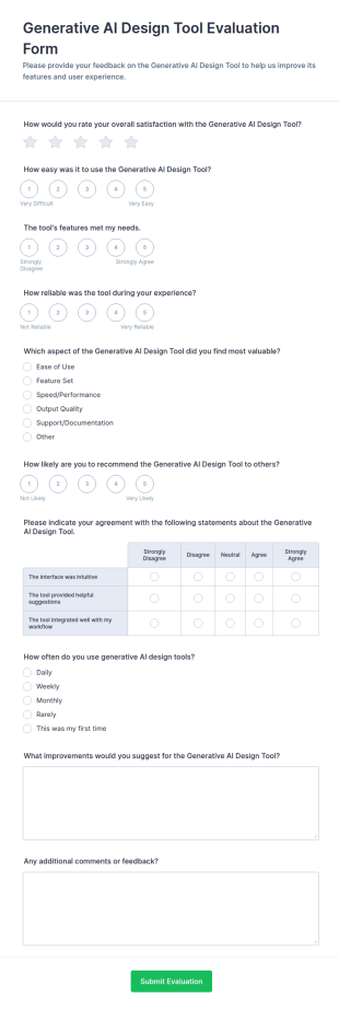 Generative AI Design Tool Evaluation Form Template