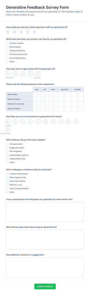 Generative Feedback Survey Form Template