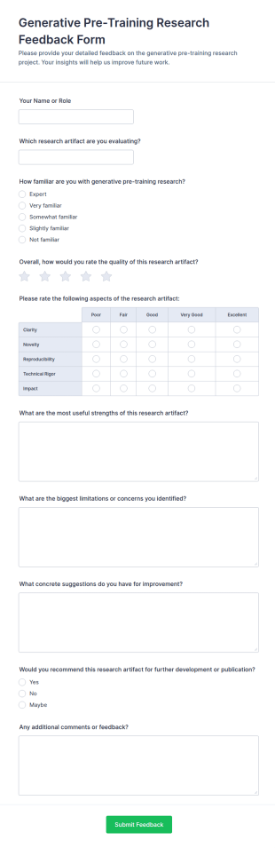Generative Pre Training Research Feedback Form Template