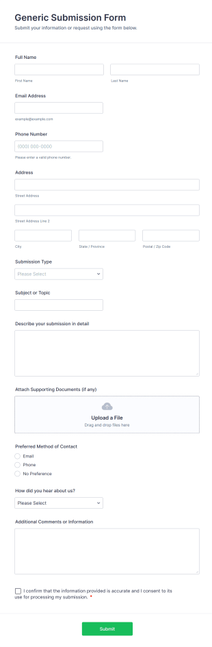 Generic Submission Form Template