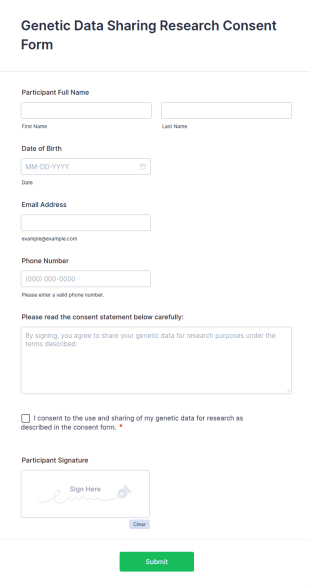 Genetic Data Sharing Research Consent Form Template