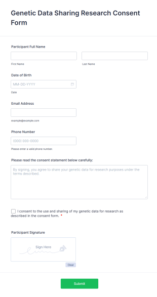 Genetic Data Sharing Research Consent Form Template