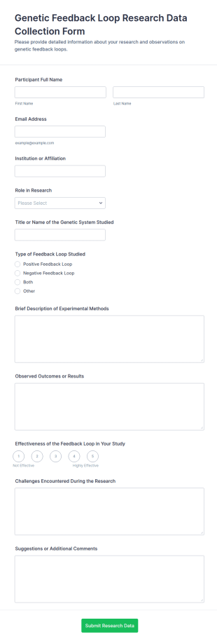 Genetic Feedback Loop Research Data Collection Form Template