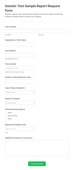 Genetic Test Sample Report Request Form Template