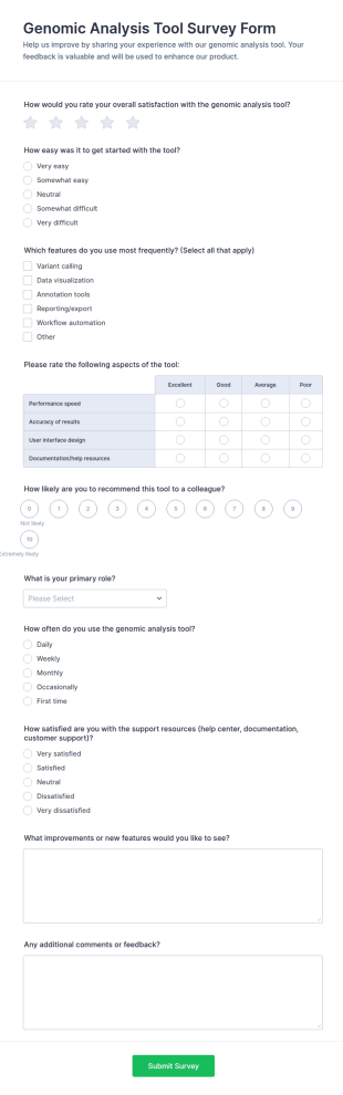 Genomic Analysis Tool Survey Form Template