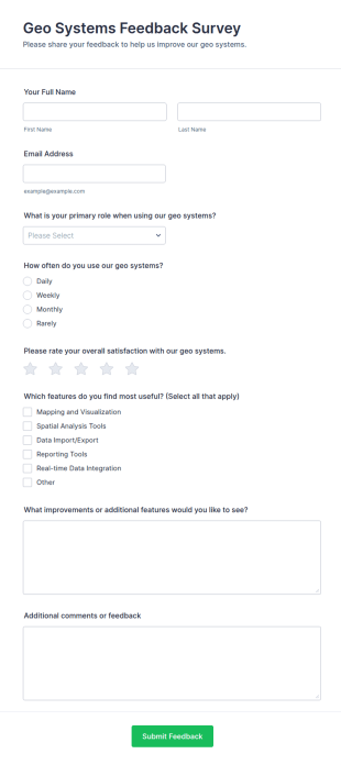 Geo Systems Feedback Survey Form Template
